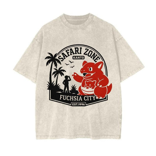 Safari Zone Kanto Graphic Tee, Kanto's Fuchsia City - EST. 1996 Shirt, PKM Shirt, Anime Shirt, Vintage Tee Streetwear Shortsleeve Printed Womenswear