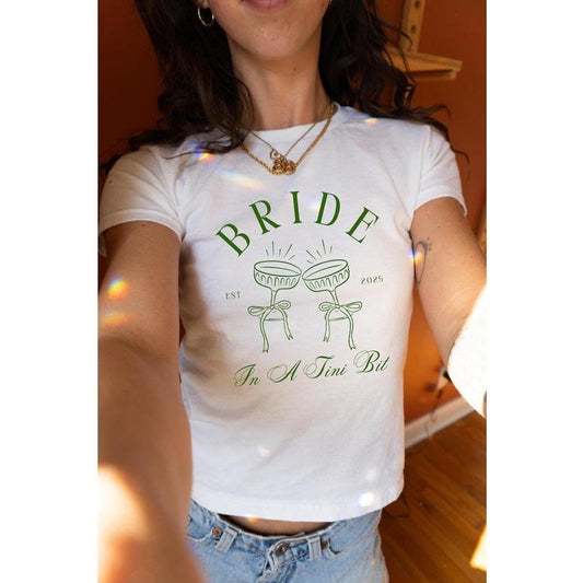 [Sale Up To 20%] A Bride In A Tini Bit Baby Tee Dirty Martini Themed Bachelorette Party Dirty Martini Bride Shirt Casual Comfort