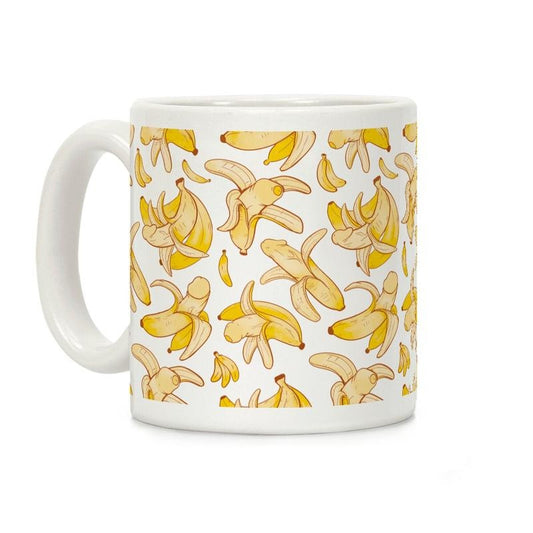 [Sale Up to 50% ] Banana penis pattern Coffee Mug,  11 oz or 15 oz Ceramic Drinkware with Large Handles, Printed in the USA