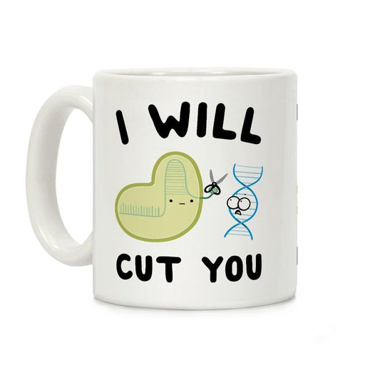 [Sale Up to 50% ] Crispr Will Cut You Coffee Mug,  11 oz or 15 oz Ceramic Drinkware with Large Handles, Printed in the USA