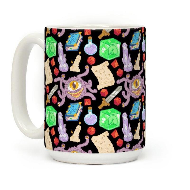 [Sale Up to 50% ] Dungeons and Dragons Hidden Peen Pattern Coffee Mug,  11 oz or 15 oz Ceramic Drinkware with Large Handles, Printed in the USA