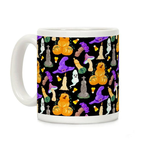 [Sale Up to 60% ] Halloween Peens Pattern Coffee Mug,  11 oz or 15 oz Ceramic Drinkware with Large Handles, Printed in the USA