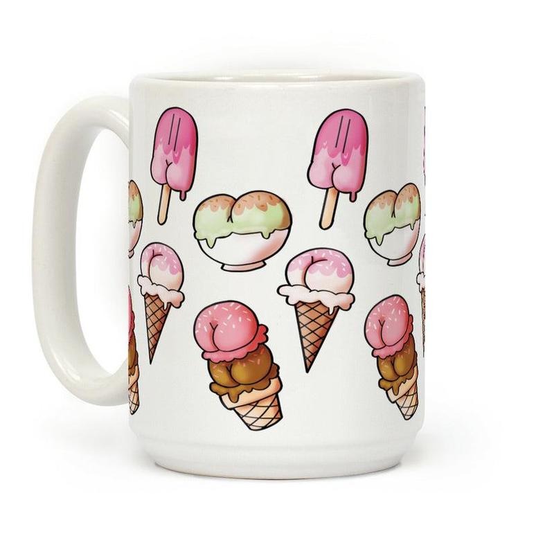 [Sale Up to 60% ] Ice Cream Butts Coffee Mug,  11 oz or 15 oz Ceramic Drinkware with Large Handles, Printed in the USAstyle{n002}2