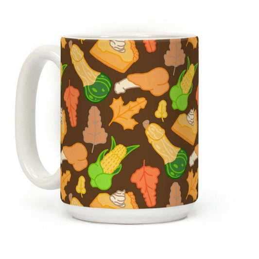 [Sale Up to 60% ] Thanksgiving Peens Pattern Coffee Mug  11 oz or 15 oz Ceramic Drinkware with Large Handles, Printed in the USA