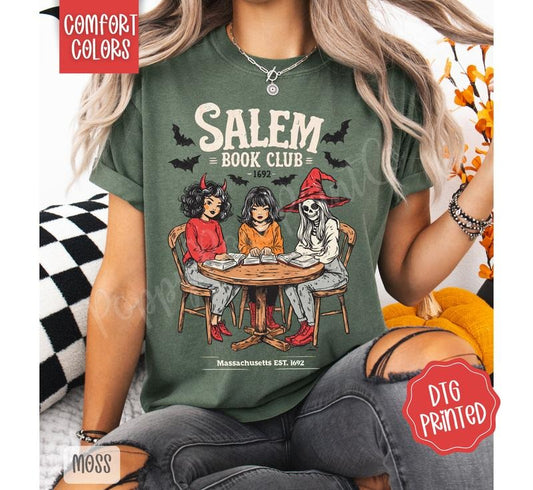 Salem Book Club Shirt Comfort Colors, Trendy Halloween Tshirt