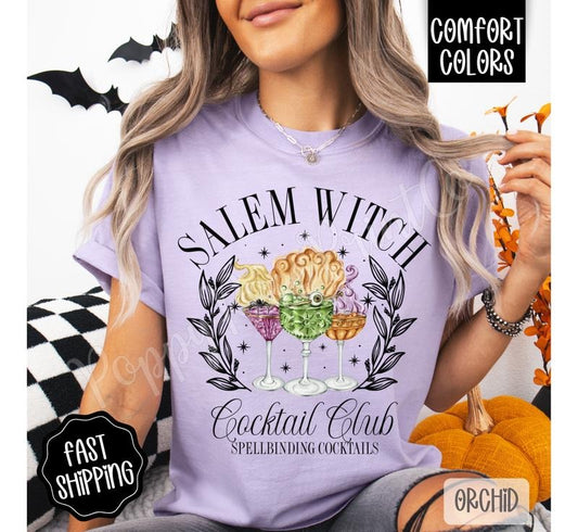 Salem Witch Cocktail Club Shirt Comfort Colors, Trendy Halloween Tshirt