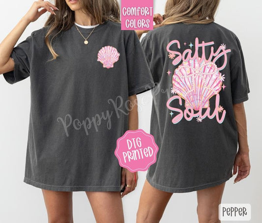 Salty Soul 2 Comfort Colors Tshirt, Cute Summer Tee, Girly Beach Shirt