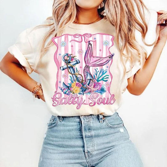 Salty Soul To Ra Beach Vibes Sassy Trendy Funny Sarcastic Summer T-Shirt