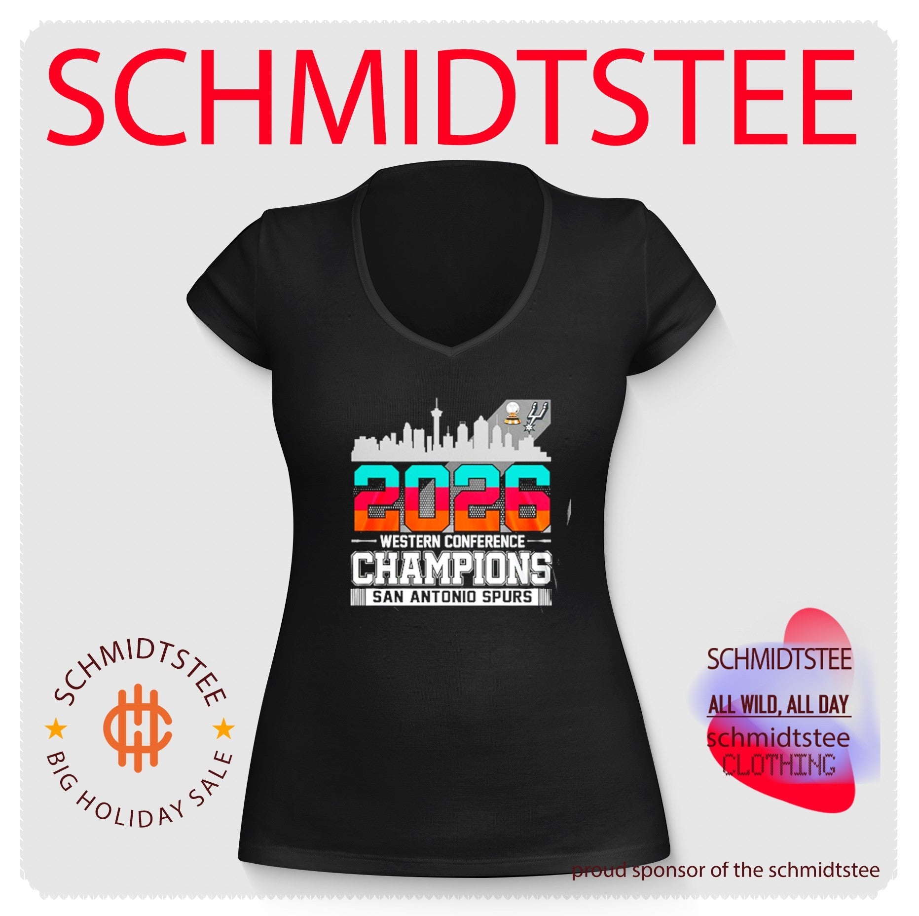 San Antonio Spurs Basketball Western Conference Champions 2026 skyline shirt