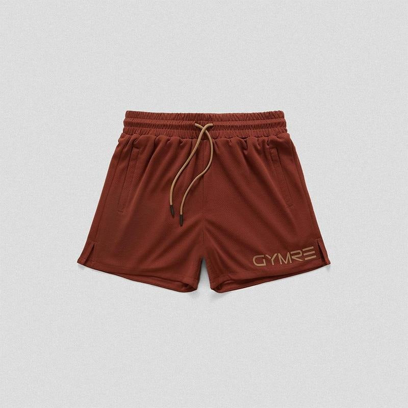 Gymreapers Core Mesh Training Shorts in Copper/Sand for Summer Sports & Outdoor Activities