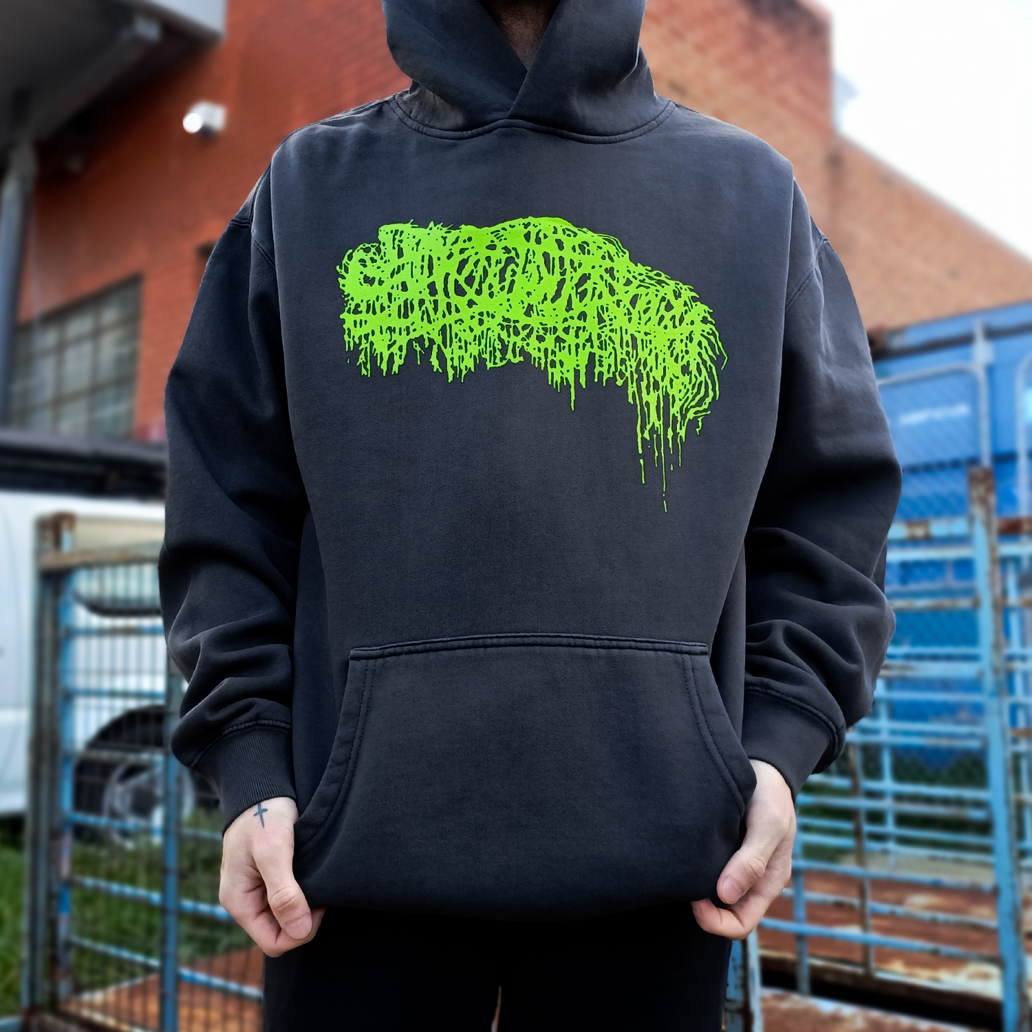 Green Logo Hoodie (Faded Black) T-Shirts, Sweatshirt | CoreVibeTees.com (Image 2)