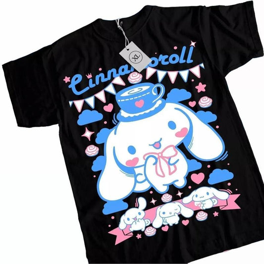 Sanrio Cinnamoroll T-shirt Anime Manga Funny Friends Girl T-shirt, Vintage 90s style top clothing, Unisex graphic Streetwear shirts