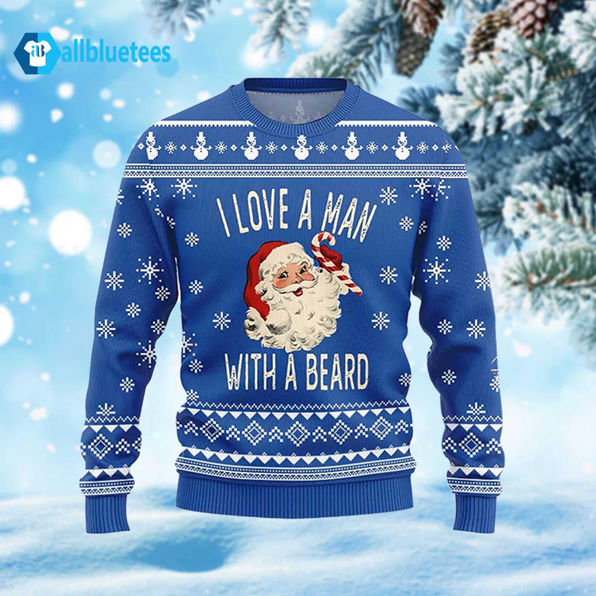 Santa I Love A Man With A Beard Ugly Christmas Sweater