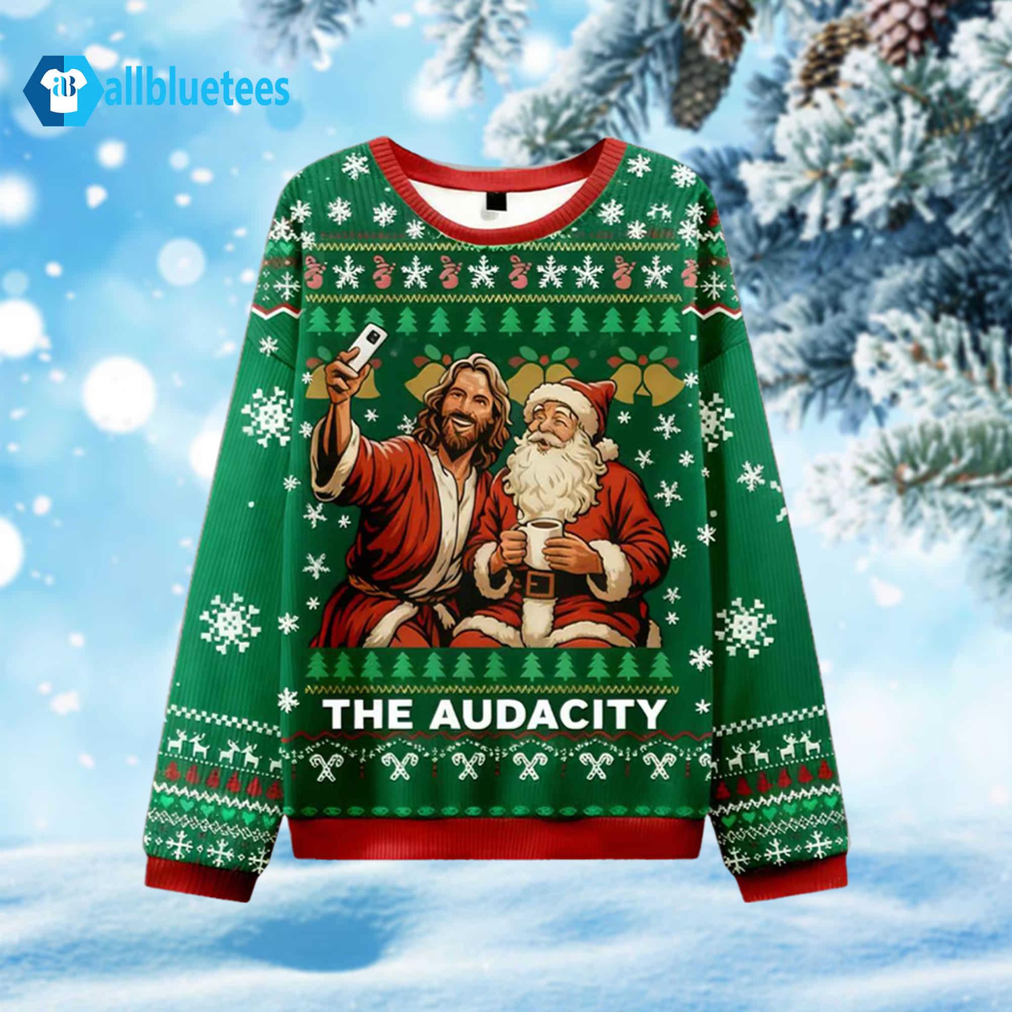 Santa Selfie The Audacity Ugly Christmas Sweater