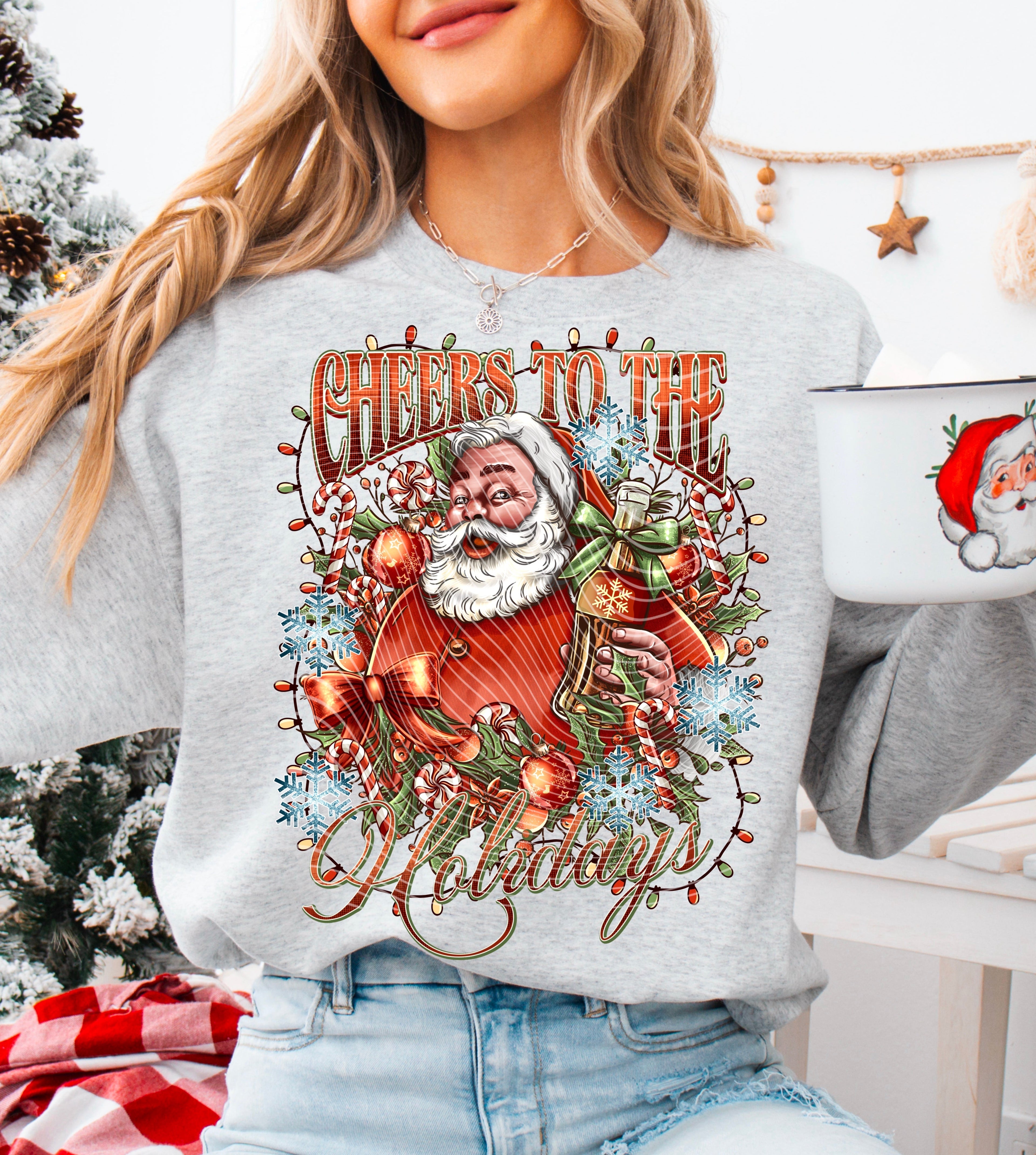 SANTA CREWNECK SWEATSHIRT T-Shirts, Hoodie | CoreVibeTees.com (Image 1)