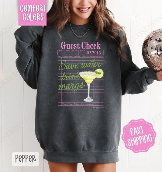 Save Water Drink Margs Comfort Colors Sweatshirt, Cute Cocktail Sweater, Trendy Margarita Crewneck