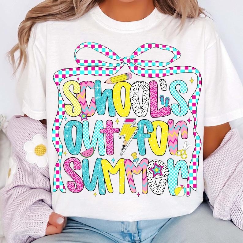 School's Out for Summer Last Day School Teacher Appreciation Kids Break Preppy Vibes T-Shirt