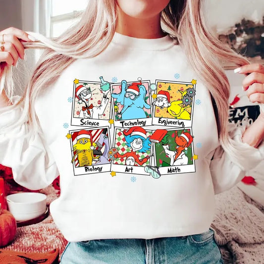 Science Christmas Teacher Shirt Book Lover Shirt Read Across America Shirt Merry Christmas Shirt Teacher Xmas School Holiday Shirt