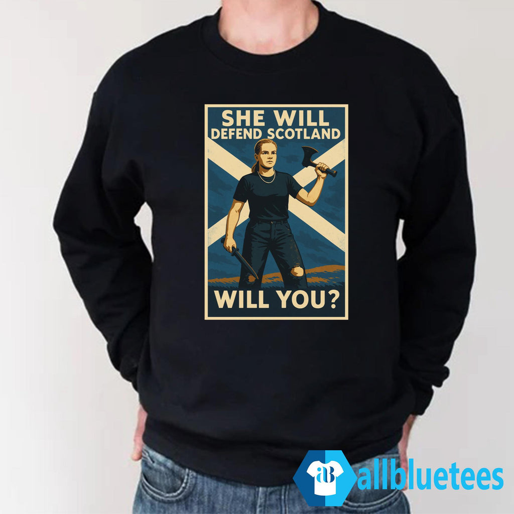 Scotland Knife Girl She Will Defend Scotland Will You Shirt