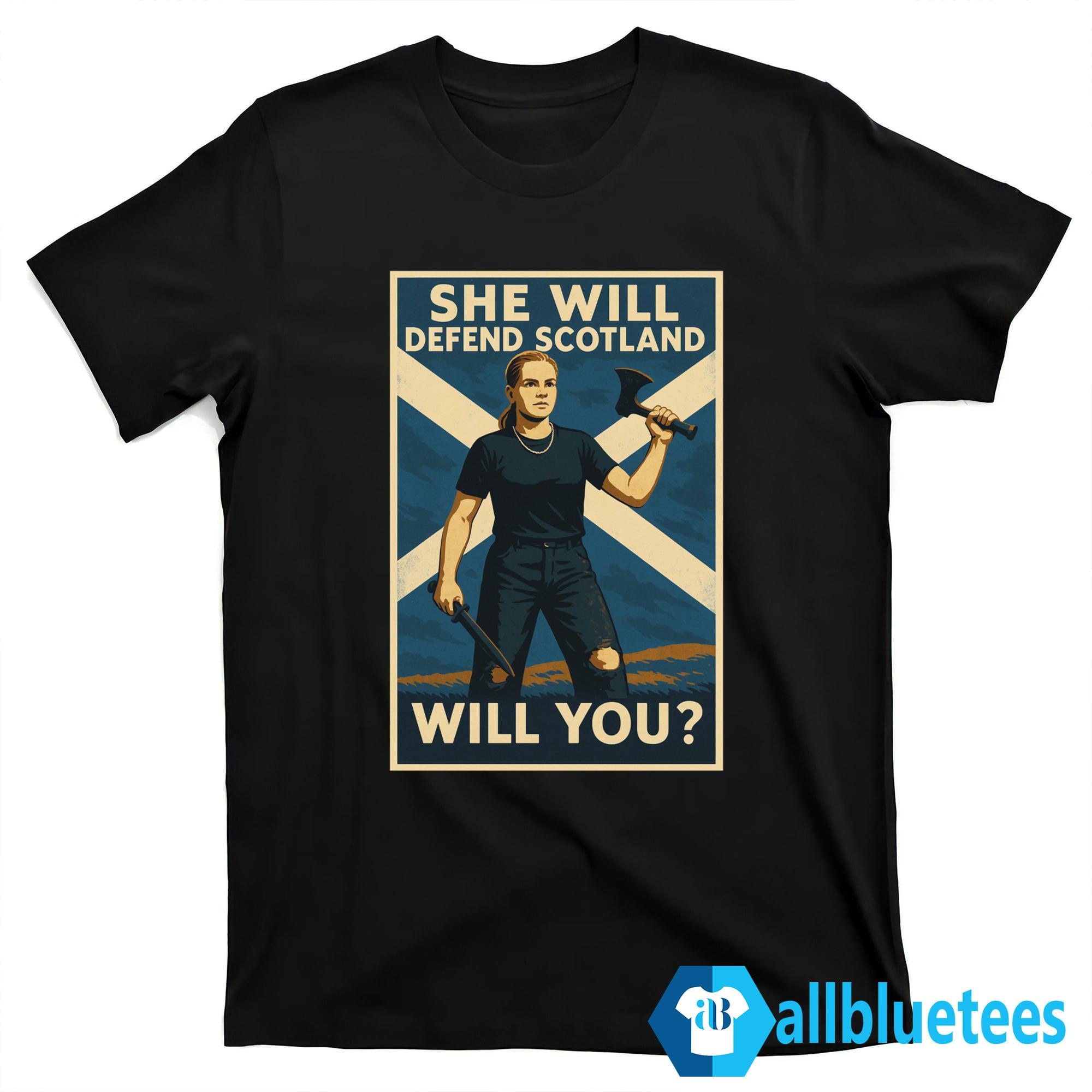 Scotland Knife Girl She Will Defend Scotland Will You Shirt