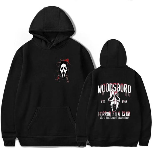 Scream Film 2Sided Hoodies Scream Ghost Gruesome Face Merch Popular Print Unisex Trendy Casual Streetwear Sweatshirt, Fall Sweatshirt, Halloween Sweatshirt, Scream Film Halloween Hoodies, Halloween 2024 Sweatshirt