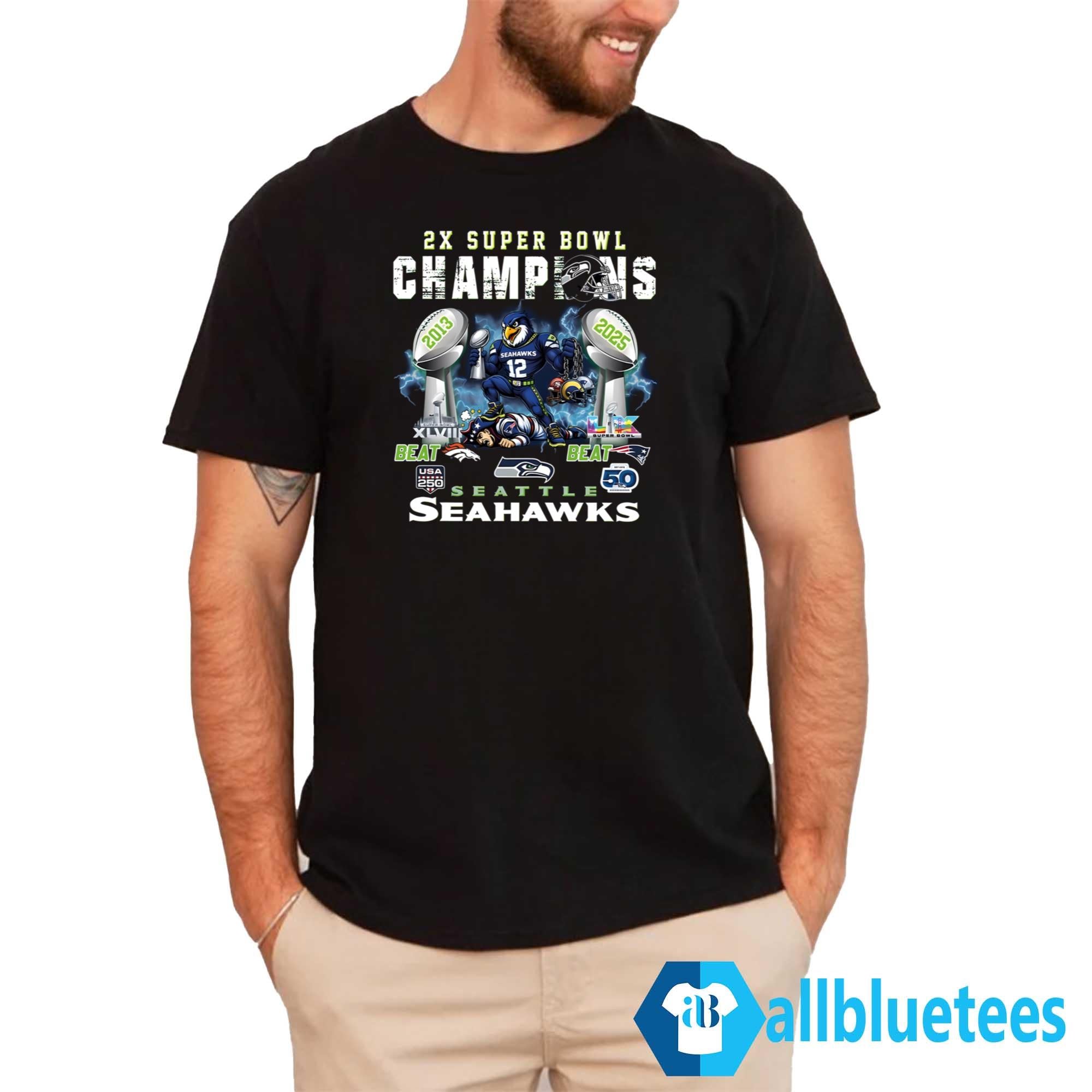 Seahawks Stomp Patriots 2X SB Champions Shirt