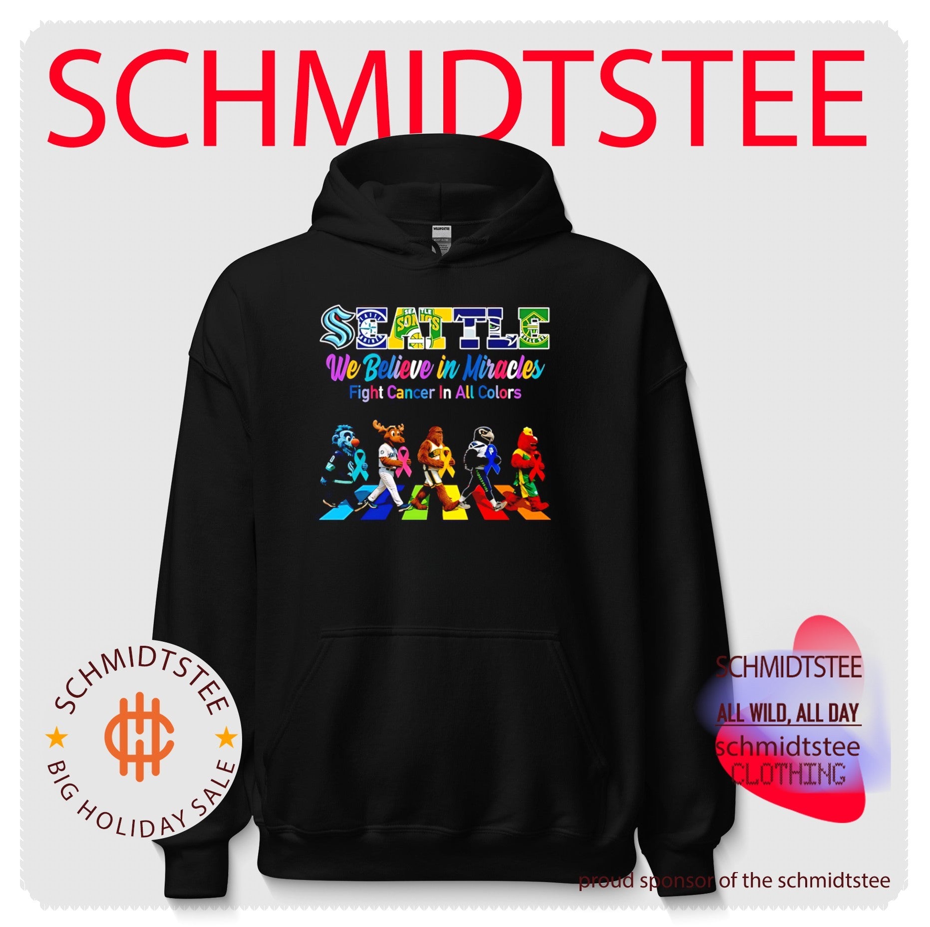 Seattle Sports We believe in Miracles fight cancer on all color abbey road shirt