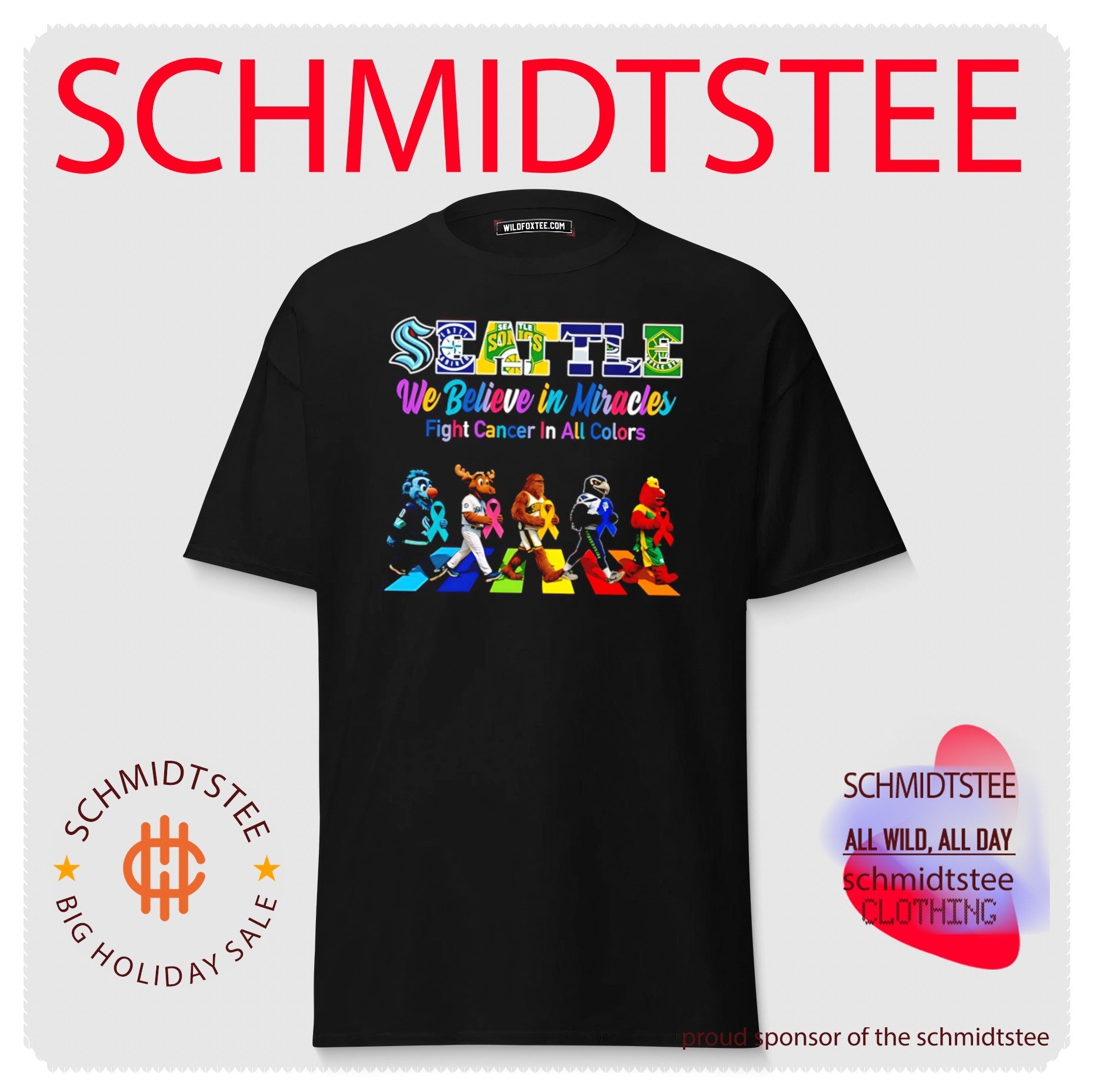 Seattle Sports We believe in Miracles fight cancer on all color abbey road shirt