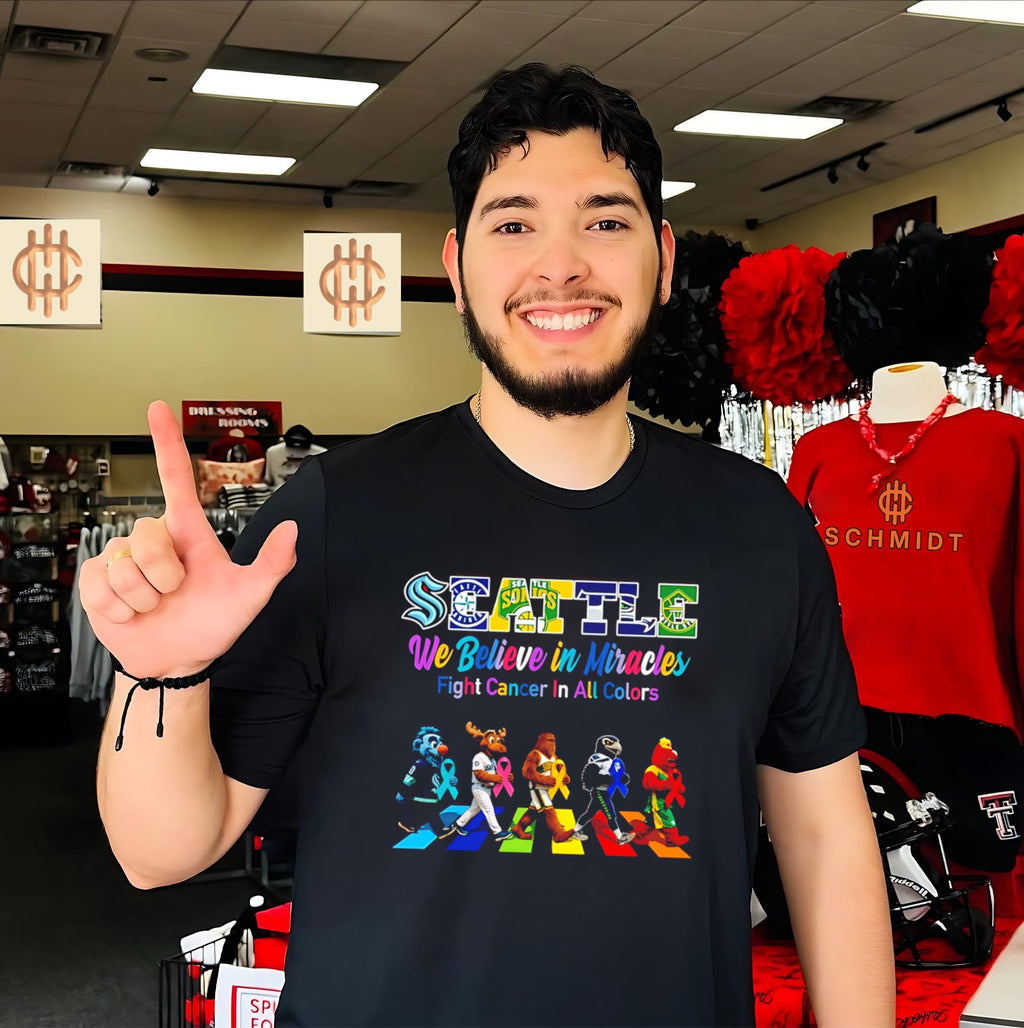 Seattle Sports We believe in Miracles fight cancer on all color abbey road shirt