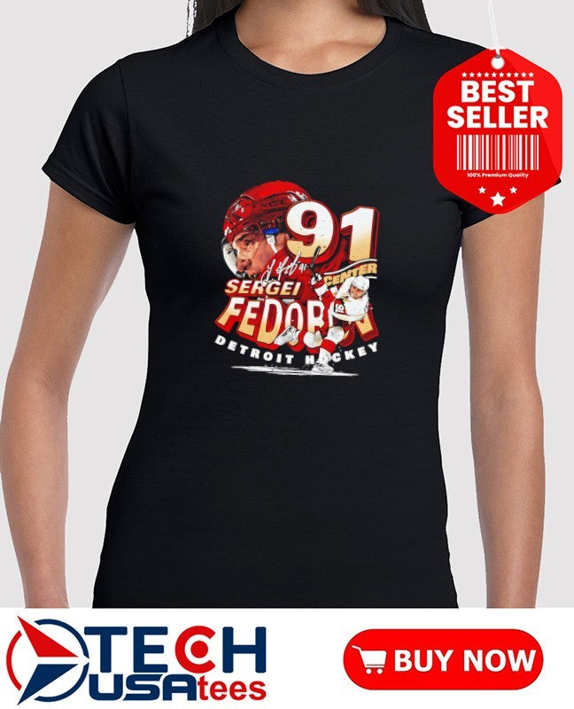 Sergei Fedorov #91 Detroit Red Wings Hockey player name shirt