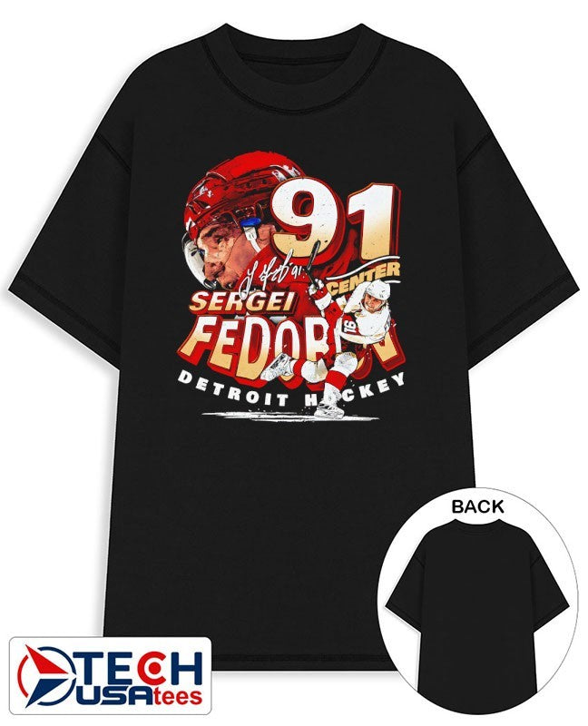 Sergei Fedorov #91 Detroit Red Wings Hockey player name shirt