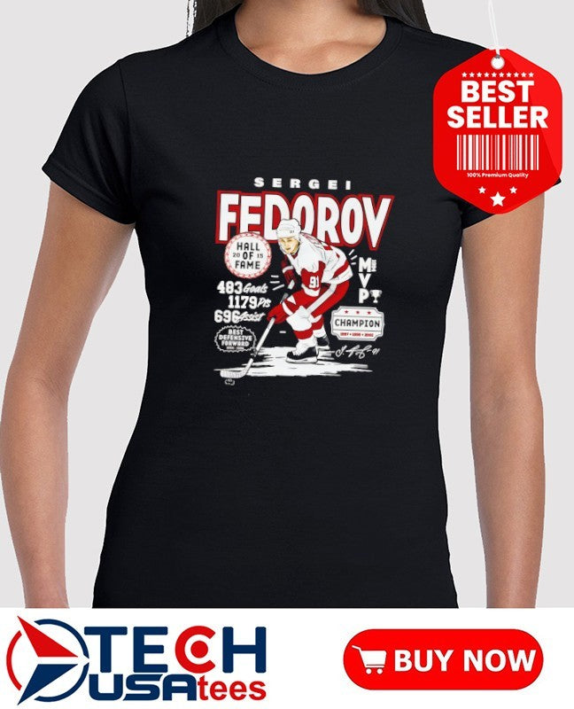 Sergei Fedorov Detroit Red Wings Hockey stats vintage shirt