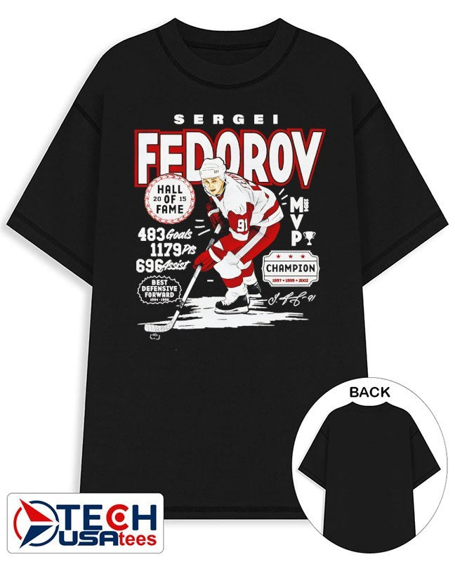 Sergei Fedorov Detroit Red Wings Hockey stats vintage shirt