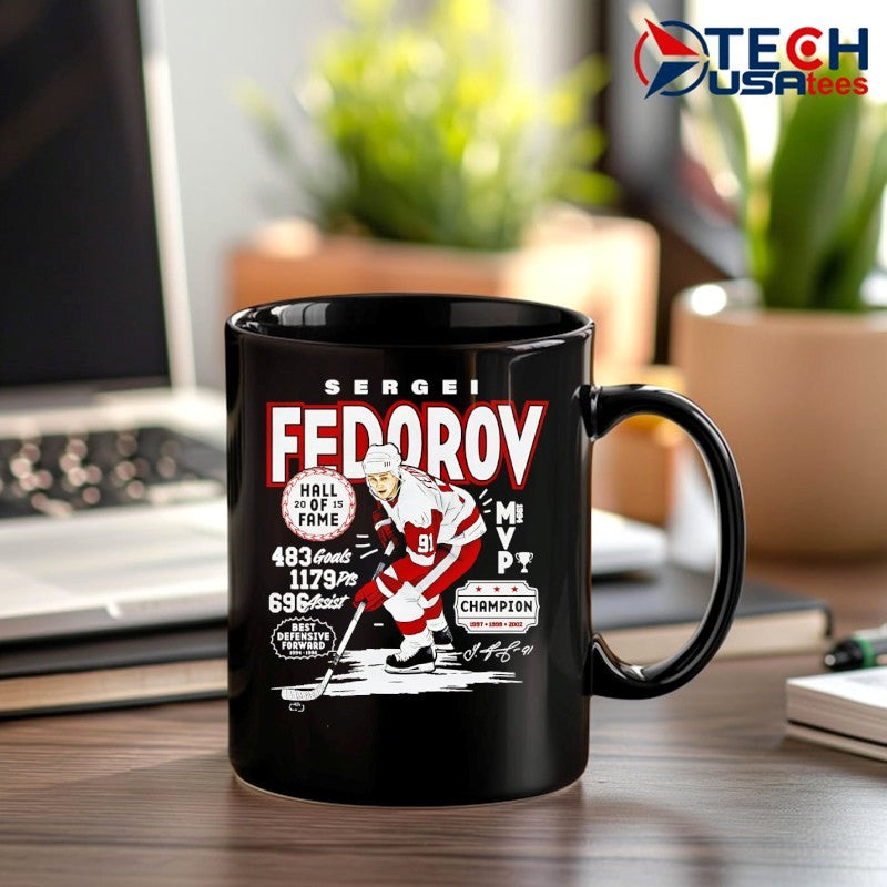 Sergei Fedorov Detroit Red Wings Hockey stats vintage shirt