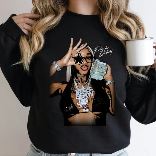 Sexxy Reddd Star Sweatshirt, Striking Big Face Rap Graphic for Music Lovers