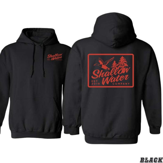 Shallow Water Company Hoodie - Timeless Duck and Nature Emblem Design, Perfect for Outdoor Enthusiasts, Ideal for Comfortable and Stylish Casual Wear, Unisex Apparel, Embrace the Spirit of Nature with Our Iconic Hoodie Menswear Sweaters