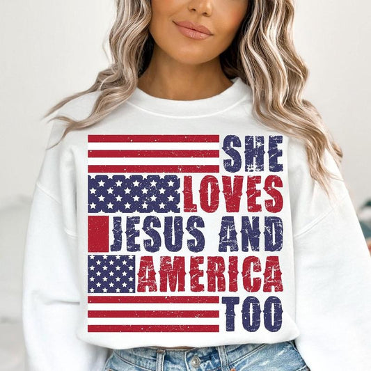 She loves Jesus and America Too Shirt, Christian , 4th of July Shirt, Fourth Of July Shirt, America , Independence Day, Sublimation Designs
