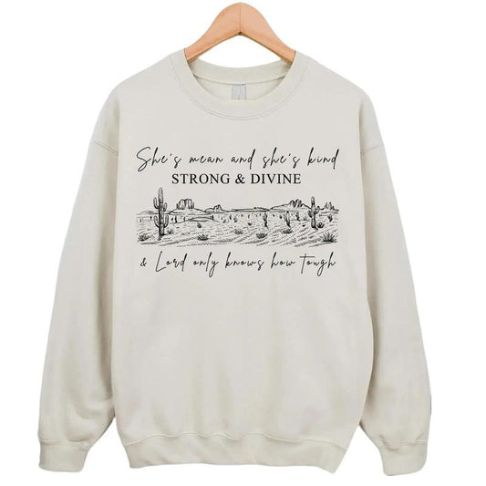 She's mean and she's kind, strong and divine, and Lord only knows how tough ZB Sweatshirt Hoodie T-shirt, Country Music Tee, Music Lover Tshirt, Gift For Fans