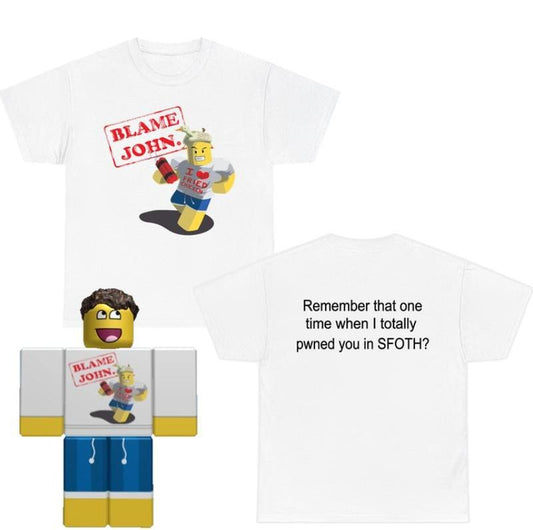 Shedletsky Blame John T-shirt, Shedletsky Forsaken shirt, Roblox shirt for men, Blame John Shirt Womenswear Crewneck Everyday Comfortable Casual