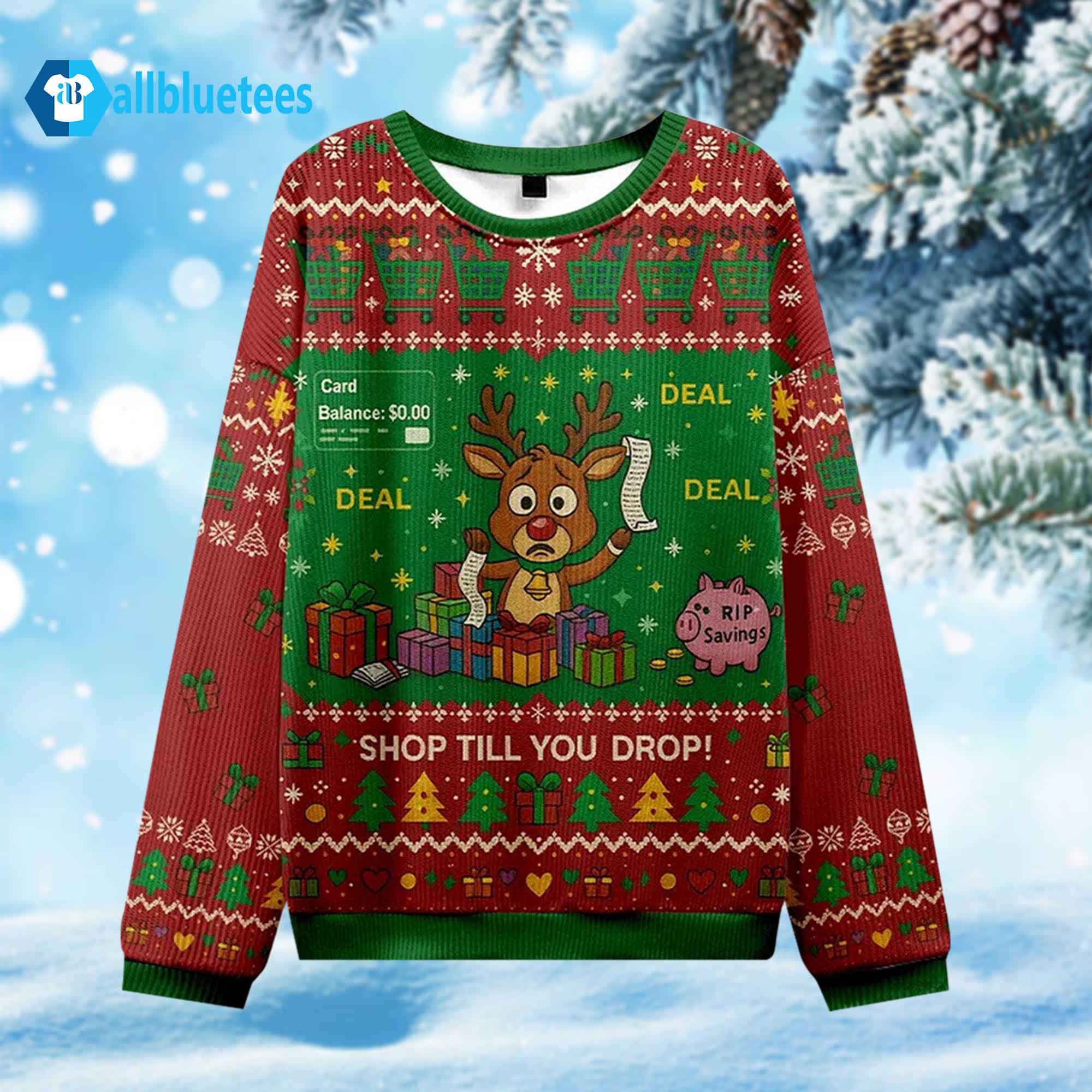 Shop Till You Drop Ugly Christmas Sweater