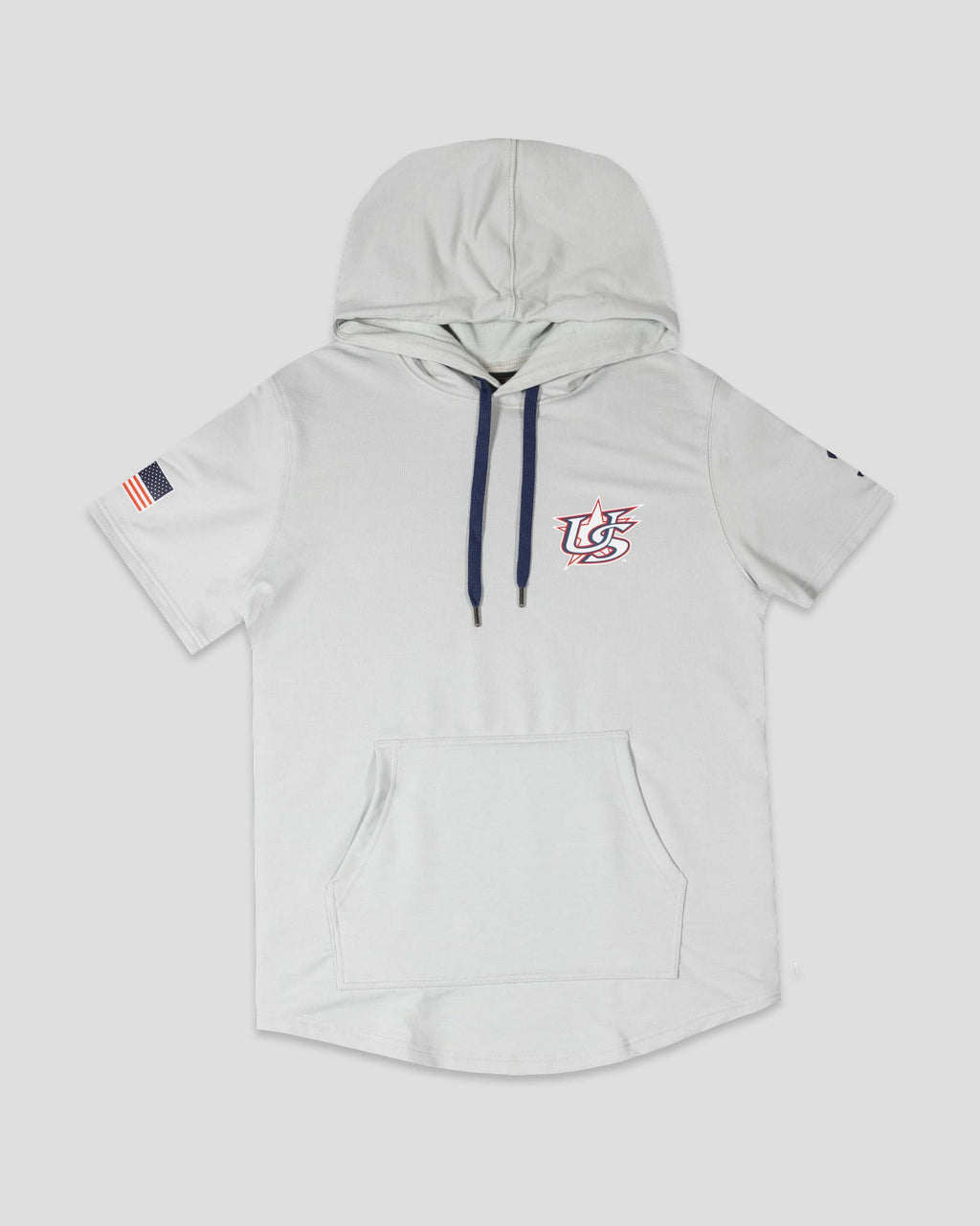Short Sleeve Hoodie (Grey) - Baseballism x USA Baseball T-Shirts, Sweatshirt | CoreVibeTees.com (Image 1)