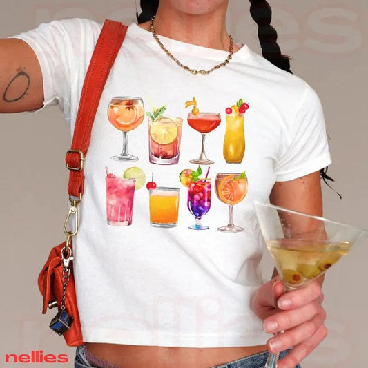 Signature Cocktail Baby Tee Margarita Cocktail Shirt Martini Glasses Espresso Martini Dirty Martini Shirt Aperol Spritz Shirt Preppy Stuff