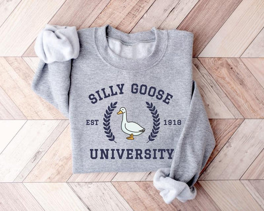 Silly Goose University Crewneck Sweatshirt, Unisex Silly Goose University Shirt, Funny Silly Goose Meme Sweater, Goose Crewneck, Funny Men's Women's Sweatshirt, Funny Gift for Guys, Funny Goose T-shirt