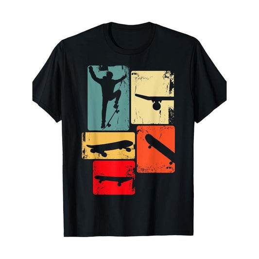 Skateboarder Retro Skateboard Gift for Men's T-shirt 100% cotton T-shirt Made in USA