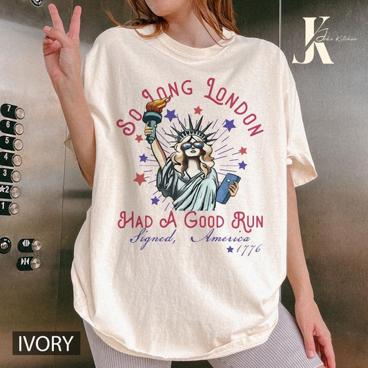 So Long London 4th of July Comfort Colors, Gift For Her, Fourth Of July Shirt, July 4th Shirt, Vintage Graphic Tee, Music Tour Tee, Graphic Single Rap Hop Hip