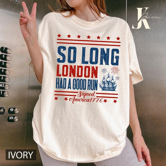 So Long London 4th of July Comfort Colors, Gift For Her, Fourth Of July Shirt, Oversized Trendy Tee, July 4th Shirtstyle{n002}2
