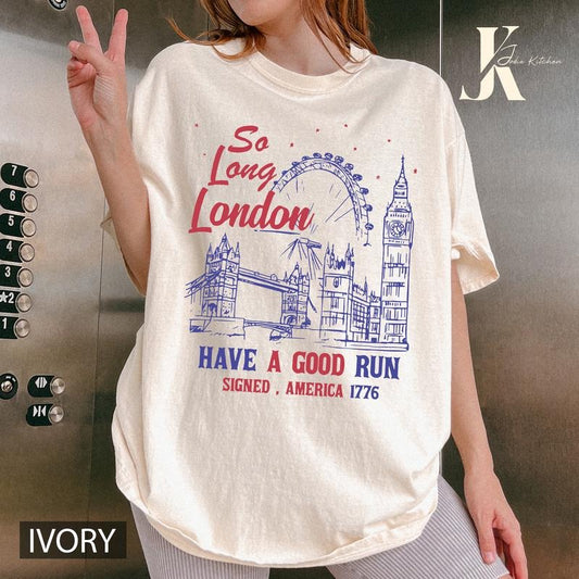 So Long London 4th of July Comfort Colors, Gift For Her, Fourth Of July Shirt, Oversized Trendy Tee, July 4th Shirtstyle{n002}3