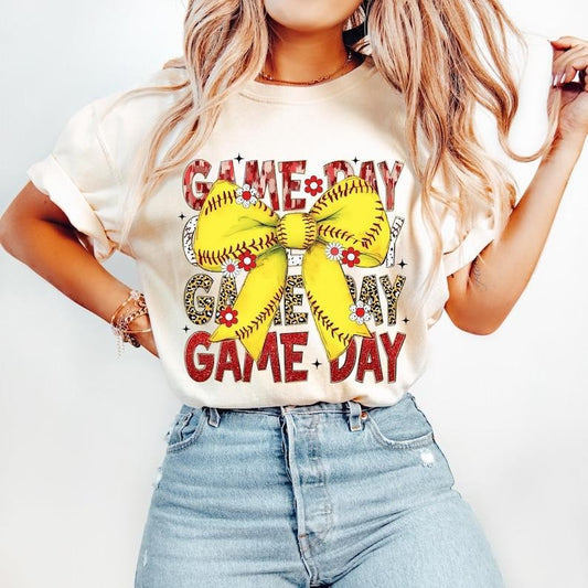 Softball Coquette, Game Day  Retro Softball Bow Mom,  Mama Shirt, Tis the Season Tshirt