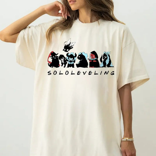 Solo Leveling T-Shirt, Anime Manhwa Shirt, Not Solo Embroidered Shirt Cotton Top