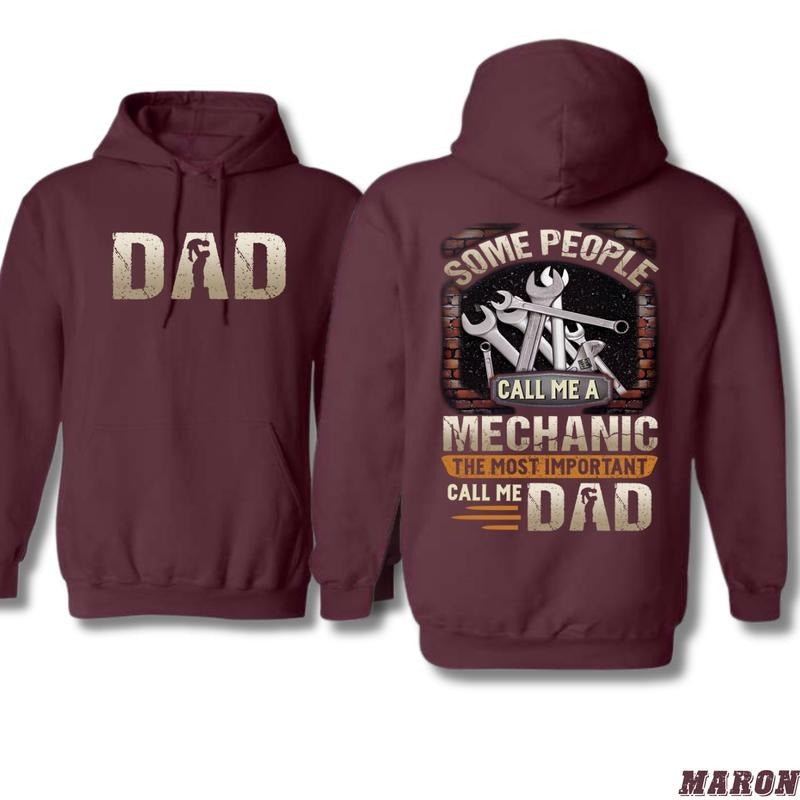 Some People Call Me A Mechanic - Funny Father's Day Hoodie Featuring Tools and Bold Typography, Perfect for Dads Who Love Fixing Things, Unisex Hoodie - Menswear Tops Sweatshirts Pullover Long Sleeve Pocket